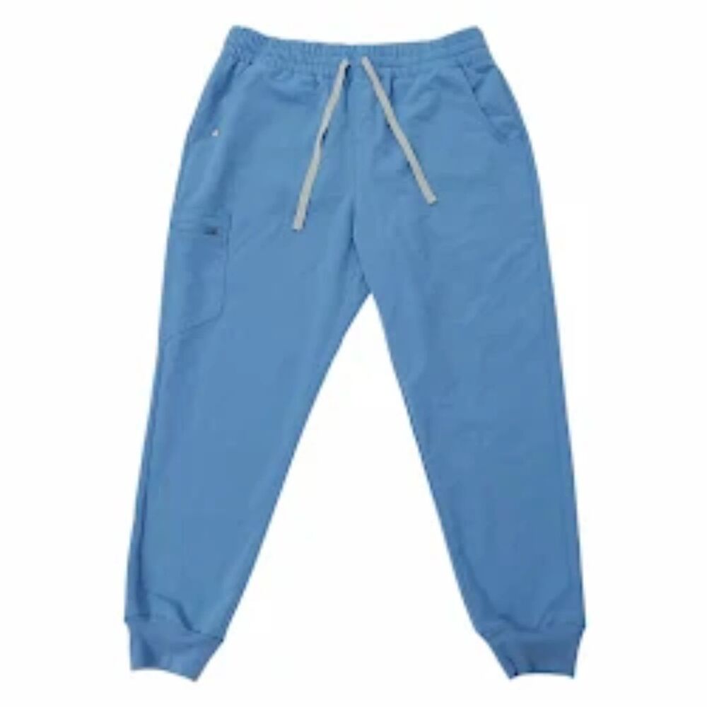 Figs High Waisted Zamora Jogger Scrub Pants Womens Large Petite Ceil Blue